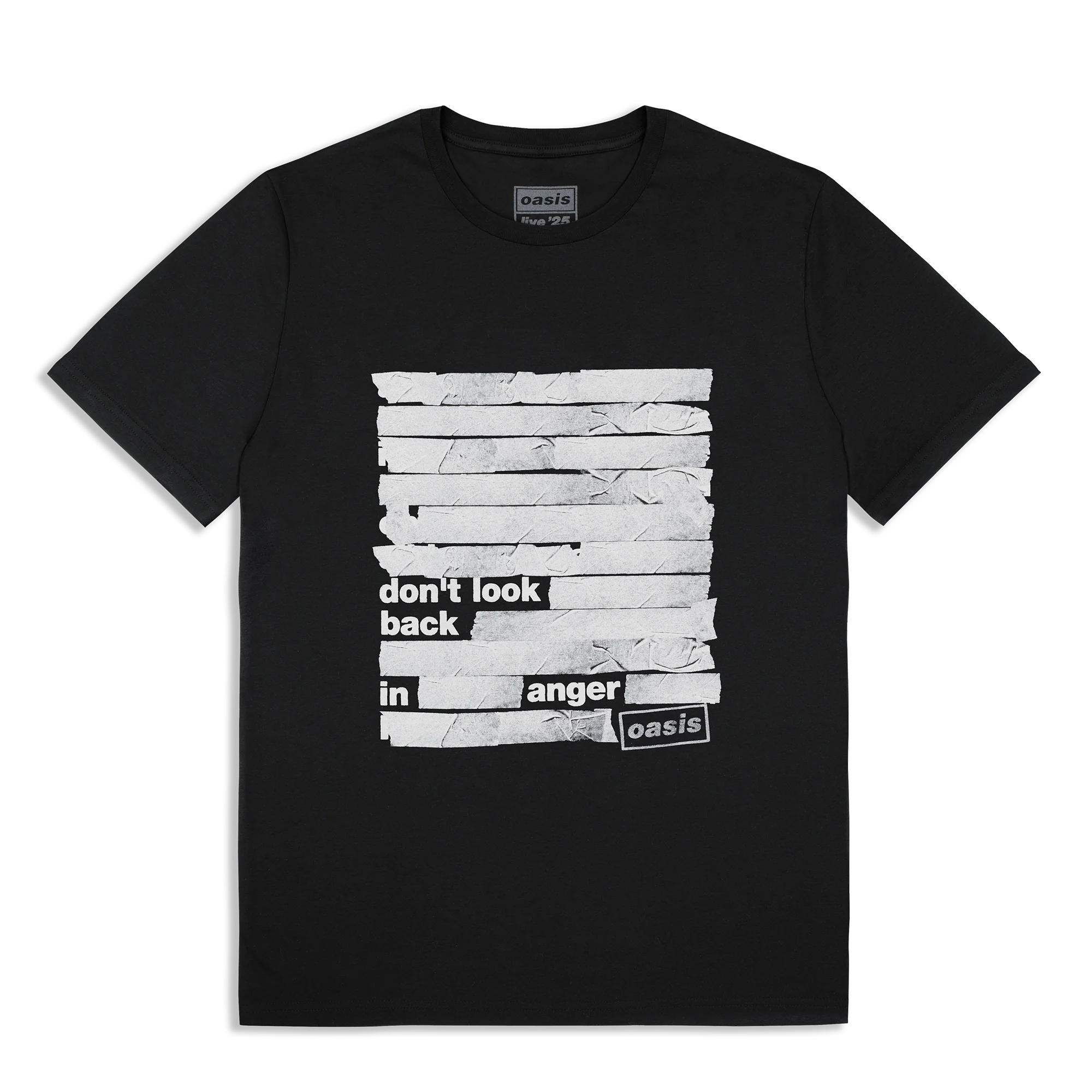 Live '25 Don't Look Back In Anger Tape T-Shirt Black